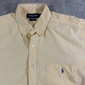 Ralph Lauren Golf Men's Yellow Check Button Down Short Sleeve XL Tilden Cotton
